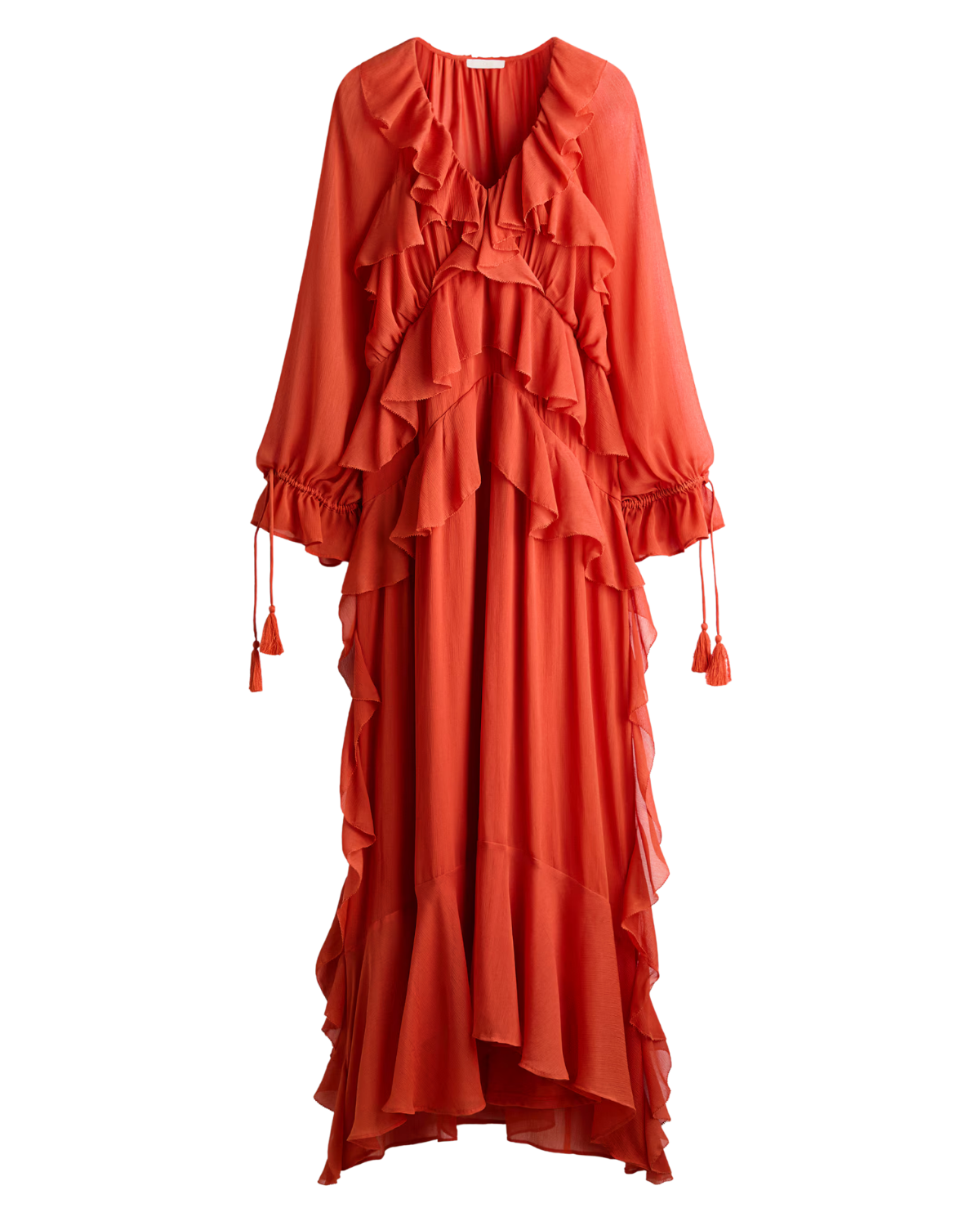 oversized rust flounced dress