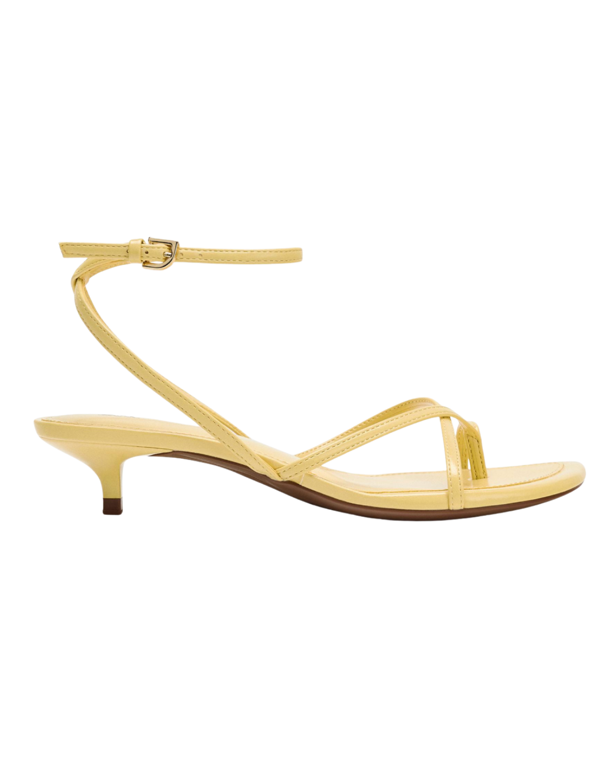 yellow STRAPPY KITTEN HEEL SANDALS
