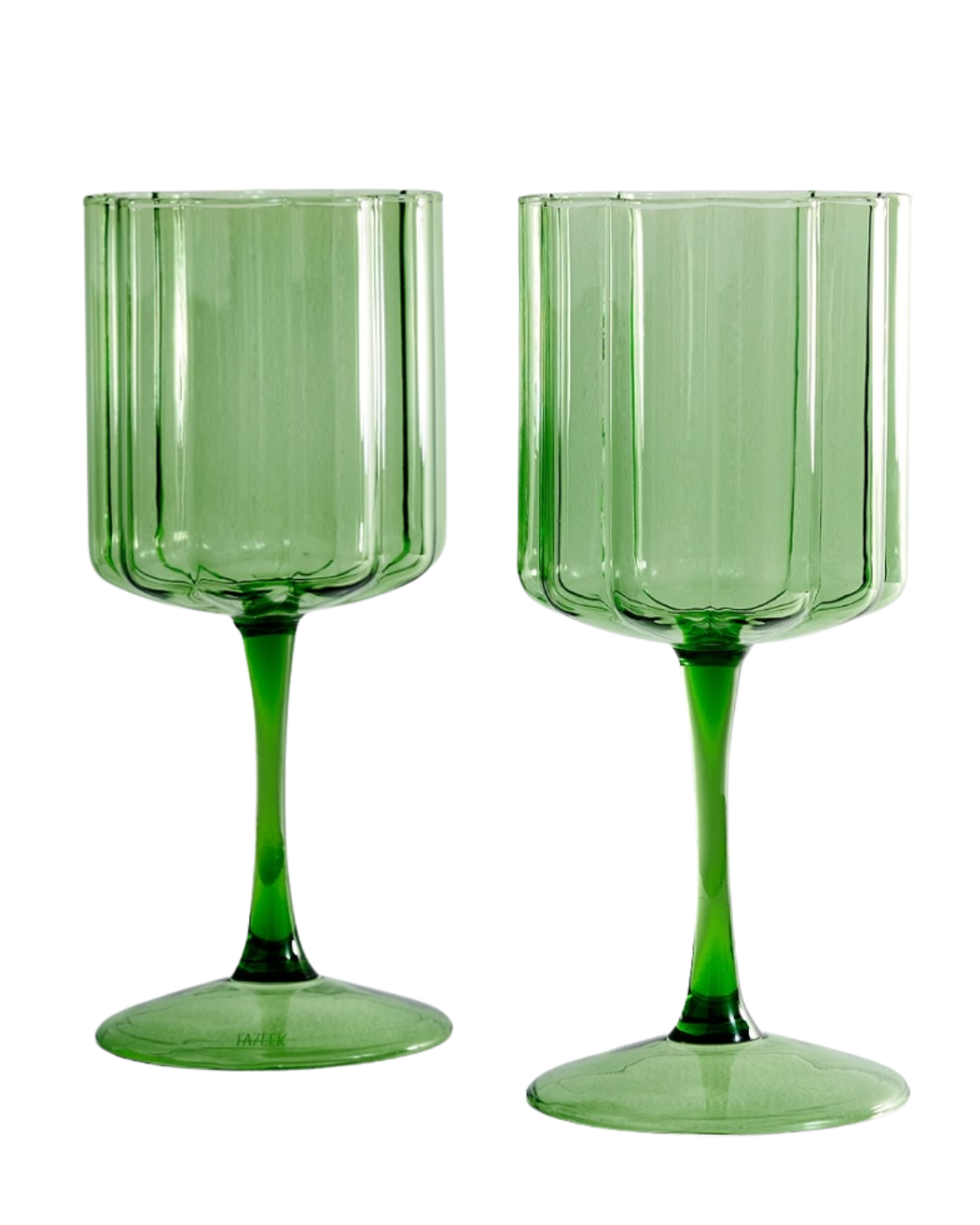 FAZEEK | Wave Wine Glasses (Set of 2) - Green, Size: One Size