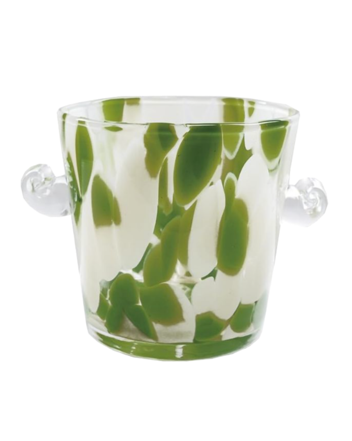 Creative Co-Op 32-Ounce Confetti Glass Ice Bucket with Handles, Yellow and Green
