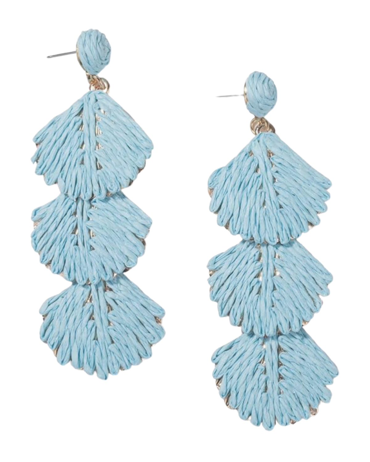 blue raffia earrings