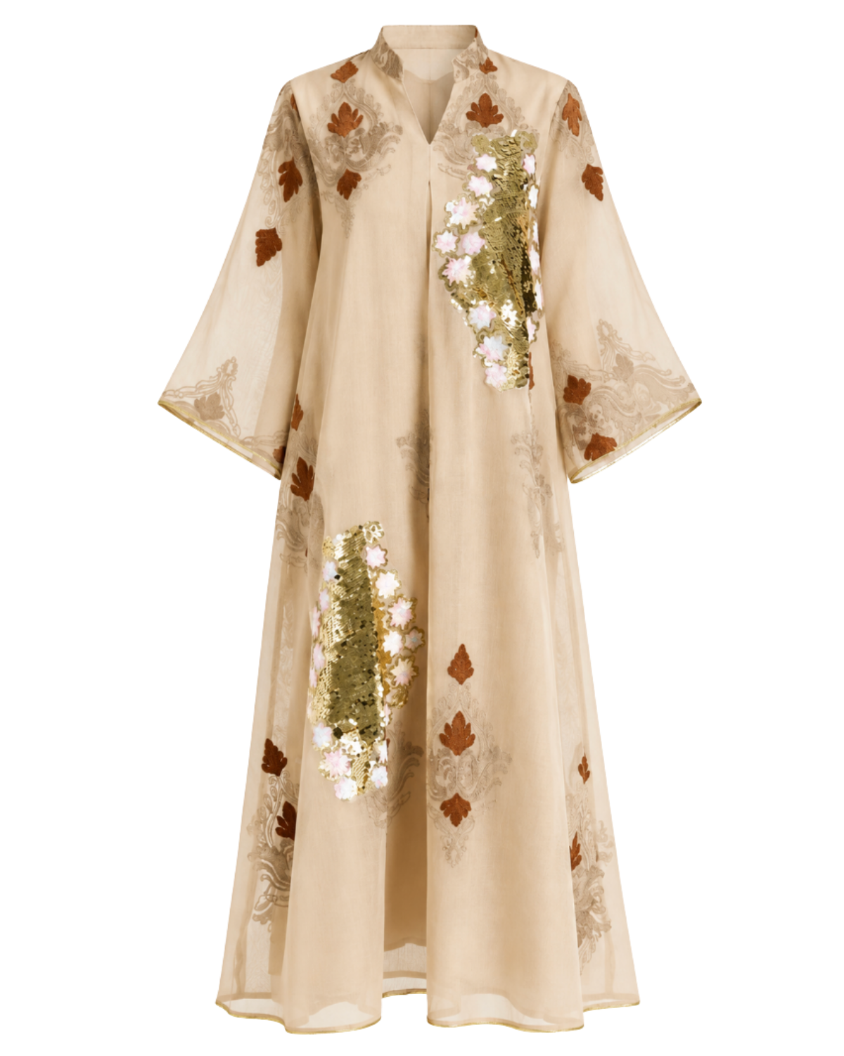 Placement Embroidered Linen Dress