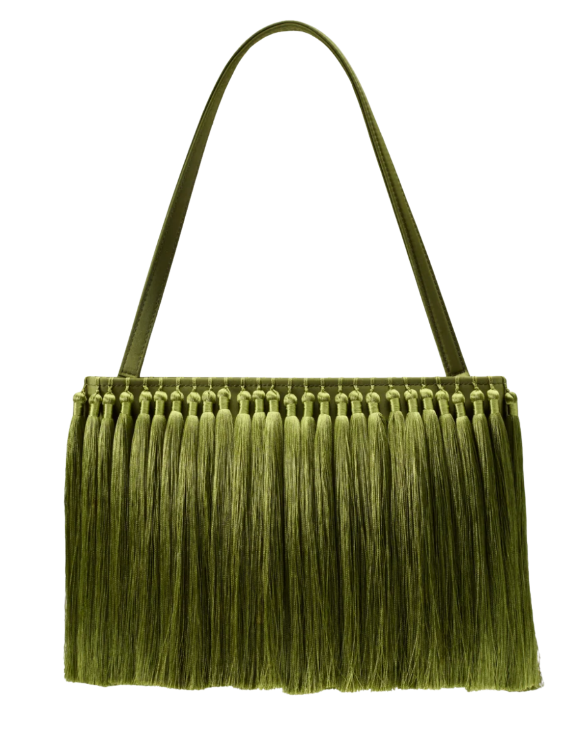 Tassel Boxy Clutch In Moss Green