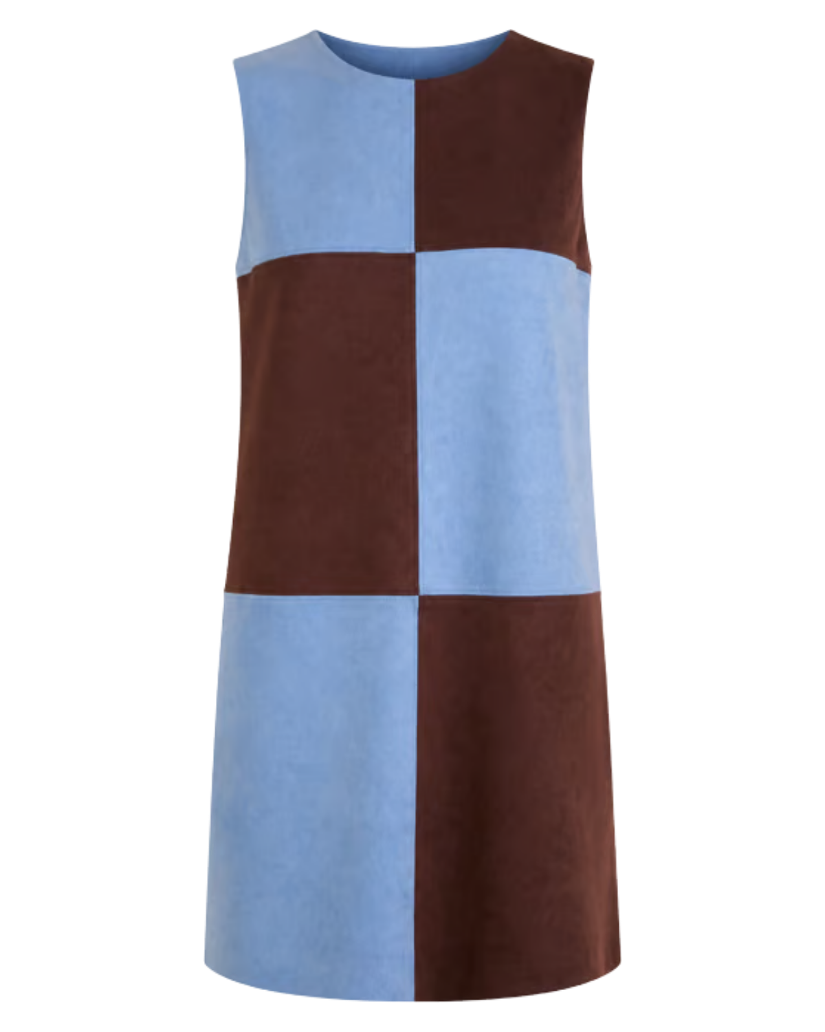 Ice Blue & Chocolate Faux Suede Beth Dress