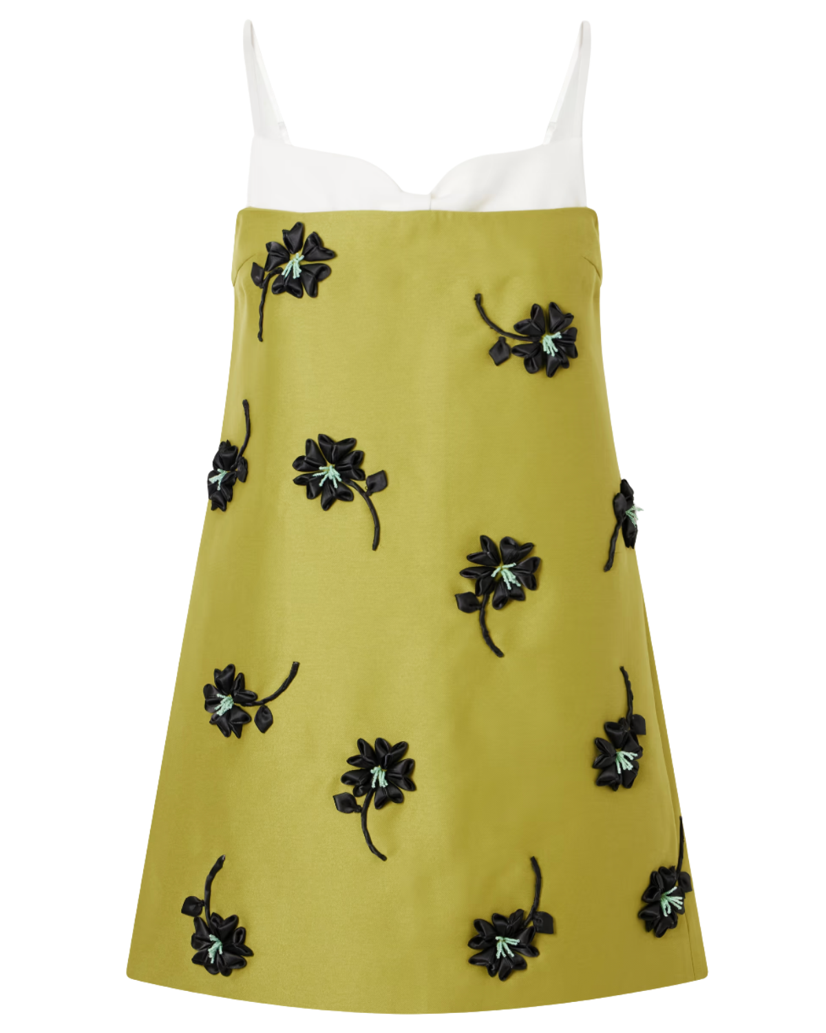 Corseted floral-appliqué bead-embellished crepe mini dress