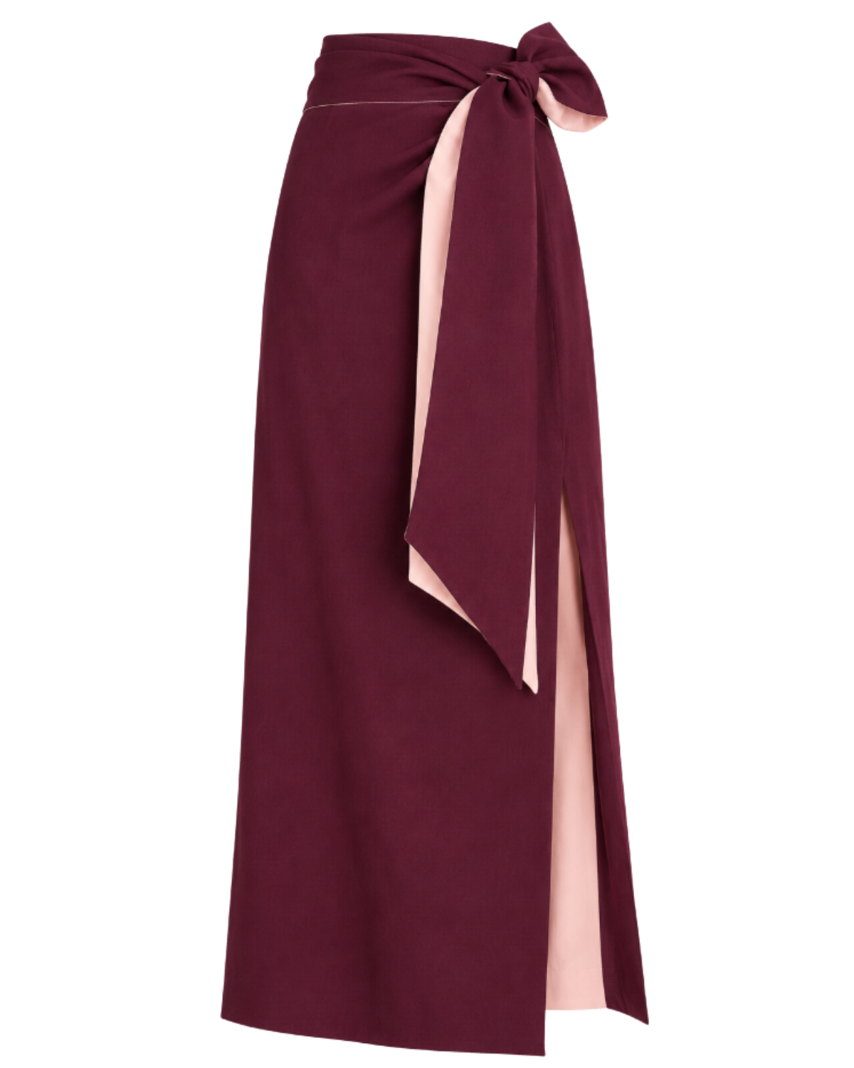 Wine Taffeta Angelise Tie Skirt